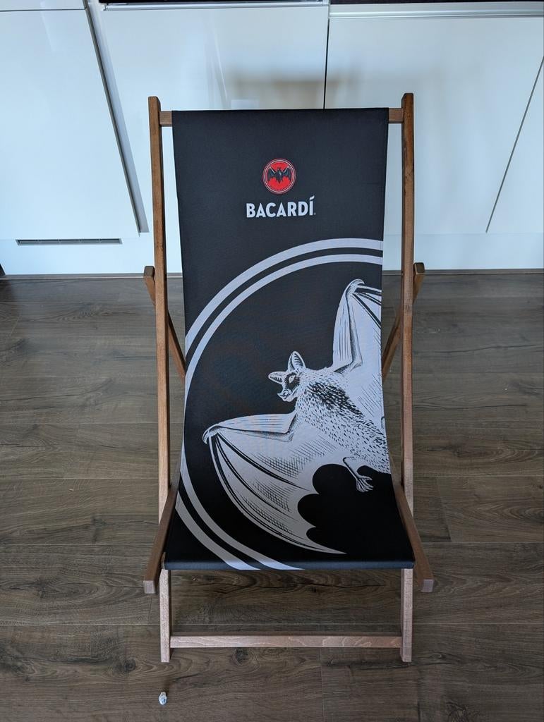 Bacardi strandstoel - Inklapbare ligstoel, Ophalen of Verzenden, Gebruikt, Hout, Verstelbaar