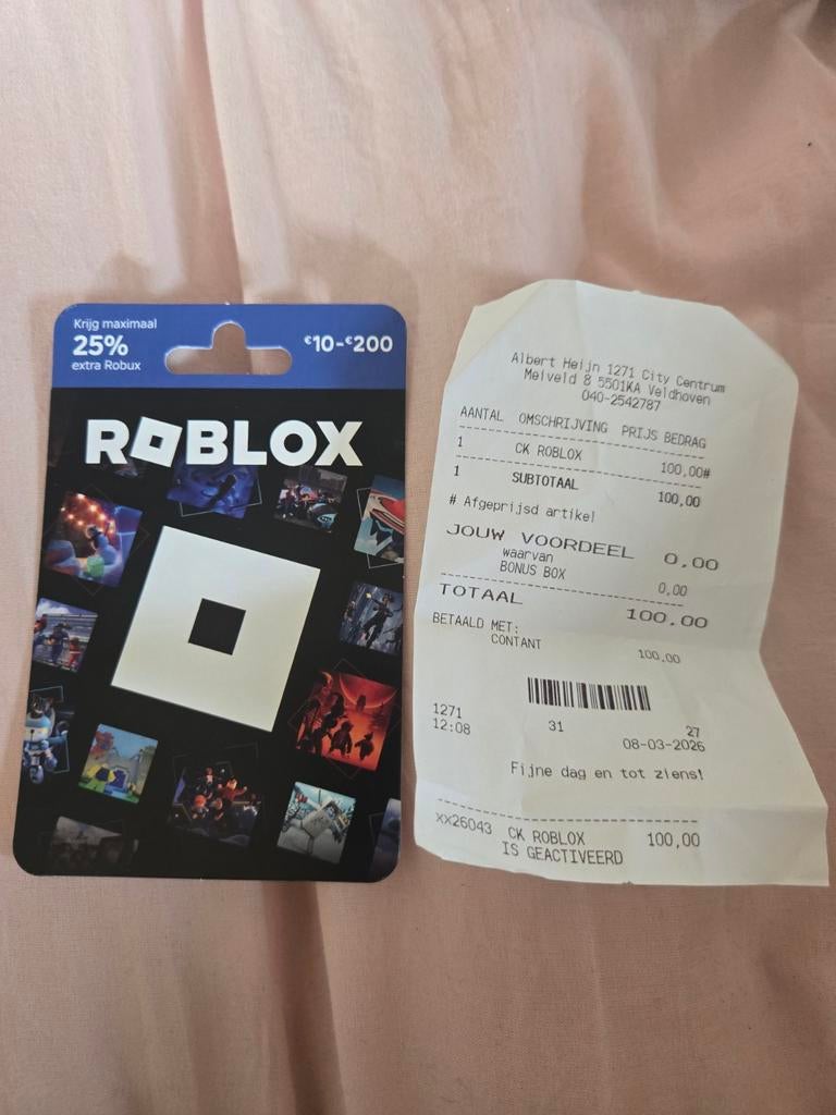Roblox cadeau kaart, Tickets en Kaartjes, Eén persoon, Cadeaubon