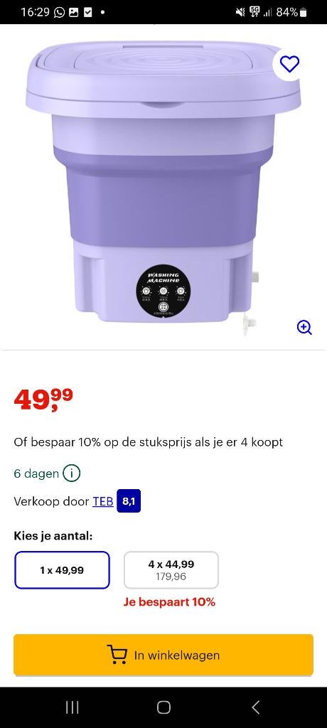 Draagbare opvouwbare mini-wasmachine, Ophalen, Nieuw