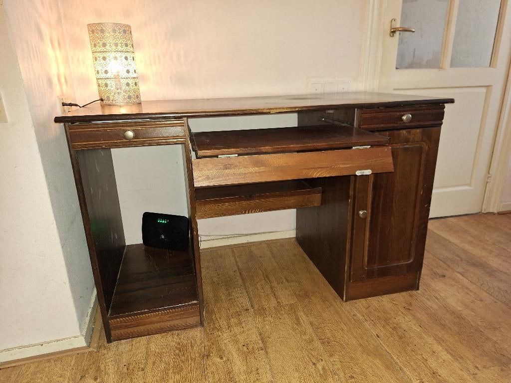 Computer bureau, Ophalen, Met lades, Gebruikt, Hout