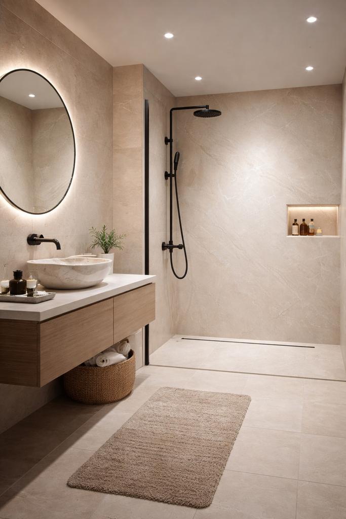 SPC beige Wandpaneel voor Badkamer Douche - Diverse Designs, Ophalen of Verzenden, Nieuw, Overige typen