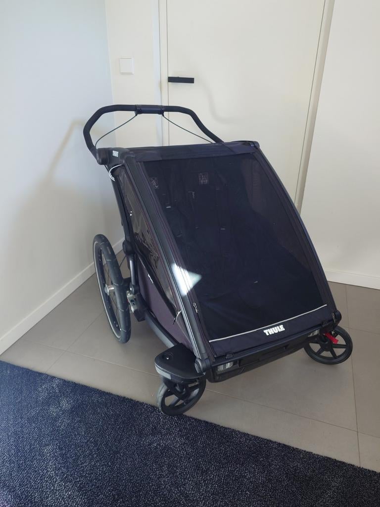 Thule Chariot Sport 2.0 dubbele fietskar met regenhoezen, Overige merken, Duowagen, Ophalen of Verzenden, Zo goed als nieuw