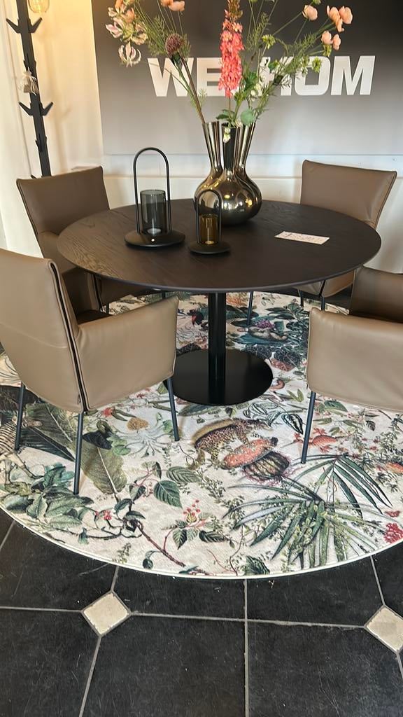 Metaform Orfis tafel rond eiken blad nieuw, Ophalen, 100 tot 150 cm, Rond, Nieuw