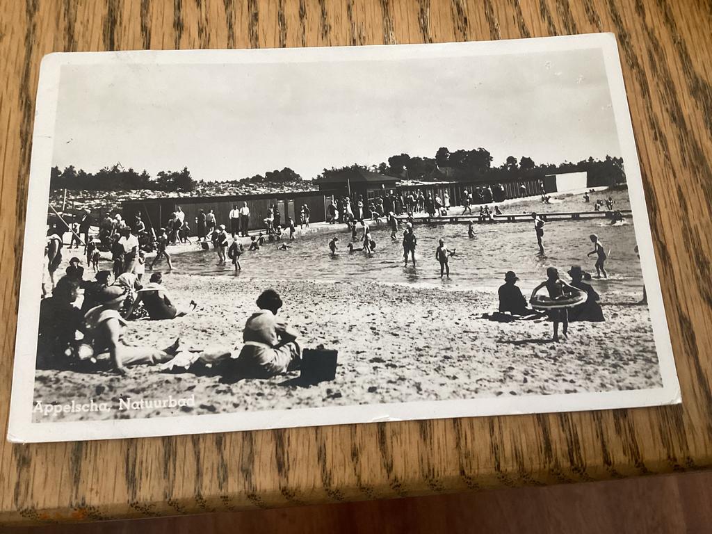 Ansichtkaart Natuurbad Appelscha,jaren 40-50,mensen., Ophalen of Verzenden, 1940 tot 1960