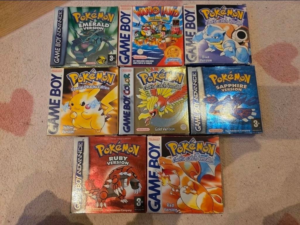 7 Gameboy Pokémon blue red yellow Emerald gold sapphire cib, 1 speler, Ophalen of Verzenden, Zo goed als nieuw, Role Playing Game (Rpg)