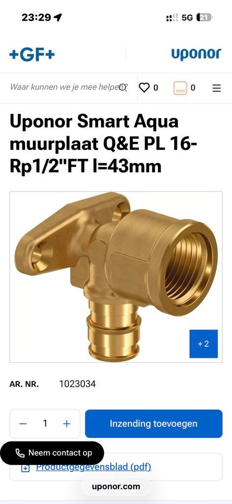 Uponor pers fitting nieuw 3 stuks, Ophalen, Nieuw, Overige typen