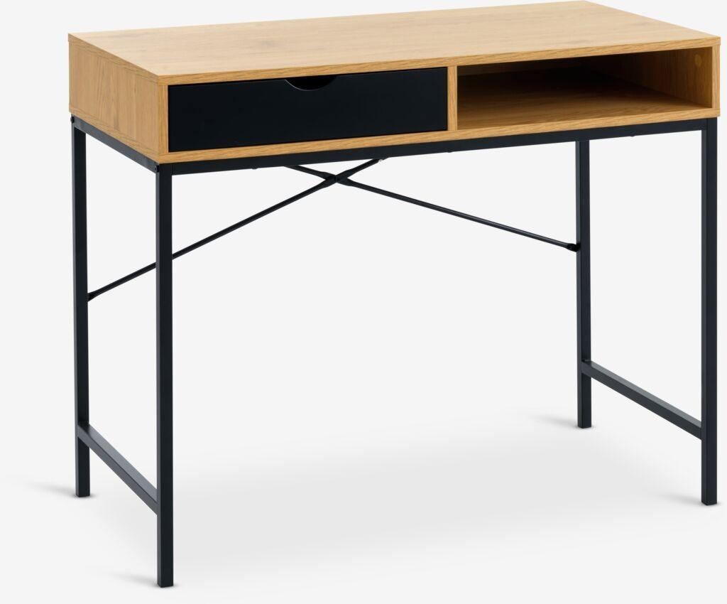 Jysk bureau TRAPPEDAL 48x95 met lade - warm eiken/zwart, Ophalen, Gebruikt
