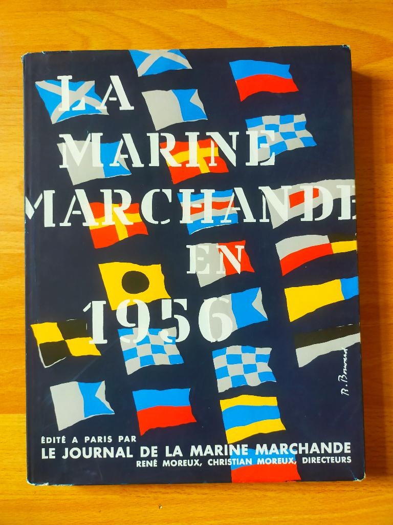 Omslagontwerp René Bouvard: "La Marine Marchande en 1956", Ophalen of Verzenden, Gelezen, Grafische vormgeving