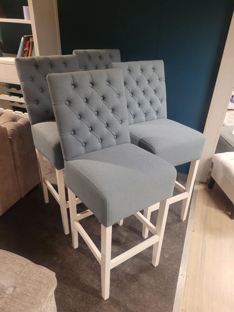 *OPRUIMING* 4 Barstoelen Gerard Blauw €936,- NU €749,- (8), 4 krukken, Ophalen of Verzenden, Nieuw, 60 tot 90 cm