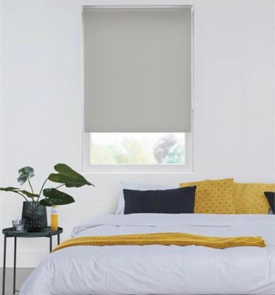 Veneta Rolgordijnen Licht grijs & Nature wit nieuw, Nieuw, Grijs, 150 tot 200 cm, 50 tot 100 cm