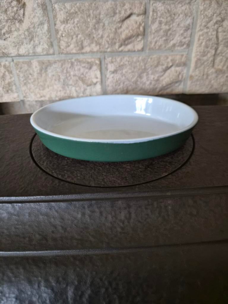 Vintage ovenschaal Emile Henry groen ovaal, Ophalen of Verzenden
