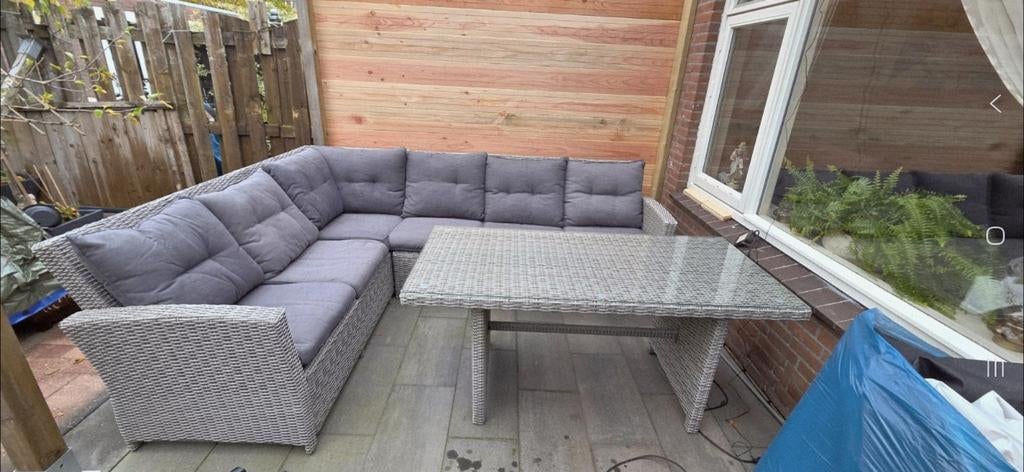 Mooie robuuste rotan hoekbank tuinset, Ophalen of Verzenden, Zo goed als nieuw, Rotan, Tuinset