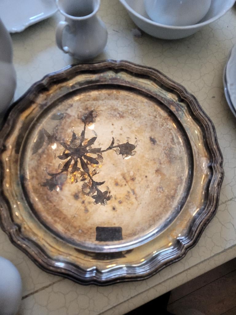 Oud verzilverd dienblad