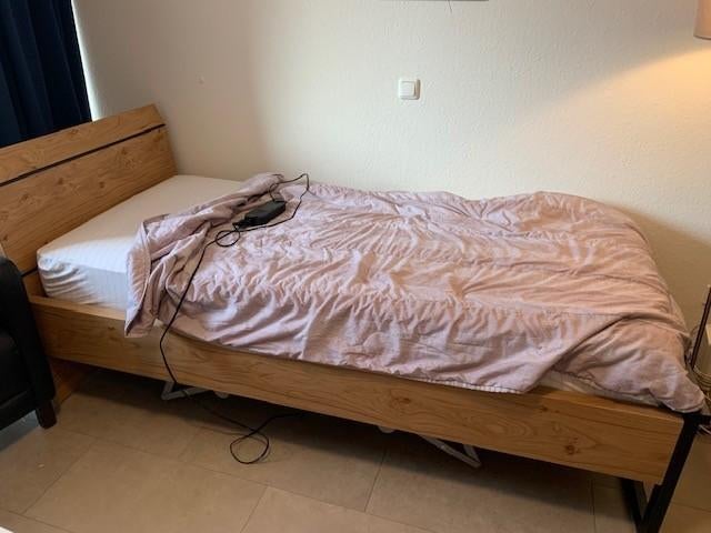 Bed, Ophalen, 90 cm, Eenpersoons, Rustiek eiken