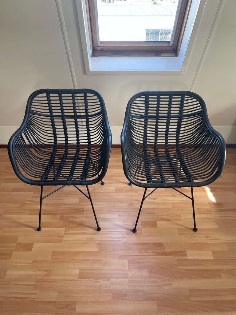 Rotan eetkamerstoelen Julan, Ophalen, Zo goed als nieuw, Zwart, Vier