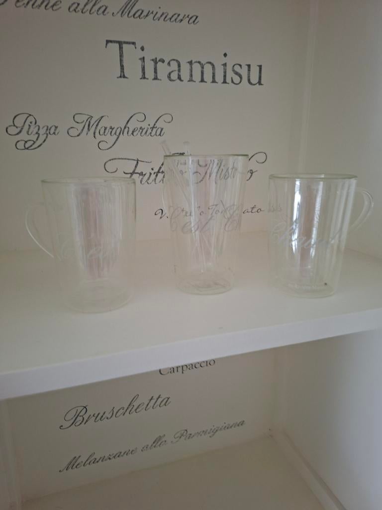 Riviera maison koffie/thee glazen 3st, Verzamelen, Glas en Borrelglaasjes, Ophalen of Verzenden, Nieuw, Overige typen