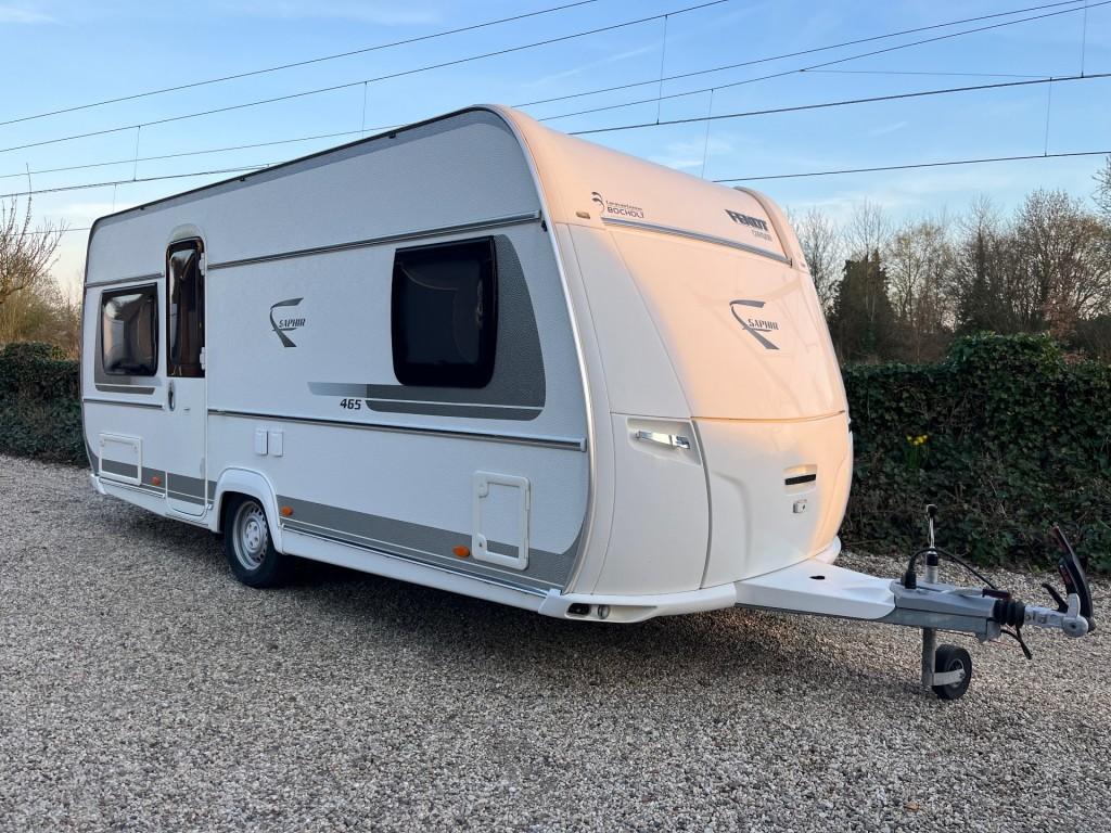Fendt 465 SFB (2016) Saphir Frans bed , voortent , Bovag gek, Info@fendt-caravan.de, Openslaande ramen, Bedrijf, 1250 - 1500 kg