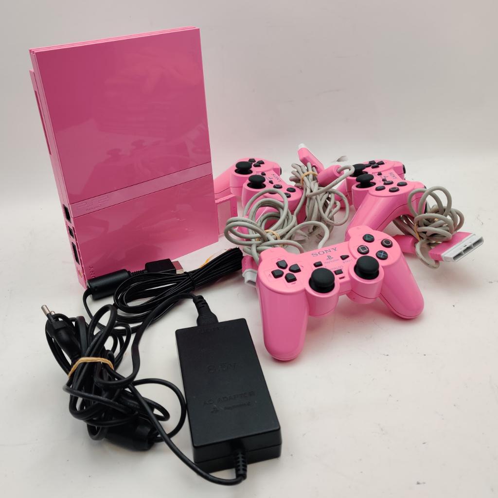 Roze PlayStation 2 met 3 controllers +geheugenkaart €199.99, S, Ophalen of Verzenden, Zo goed als nieuw, S