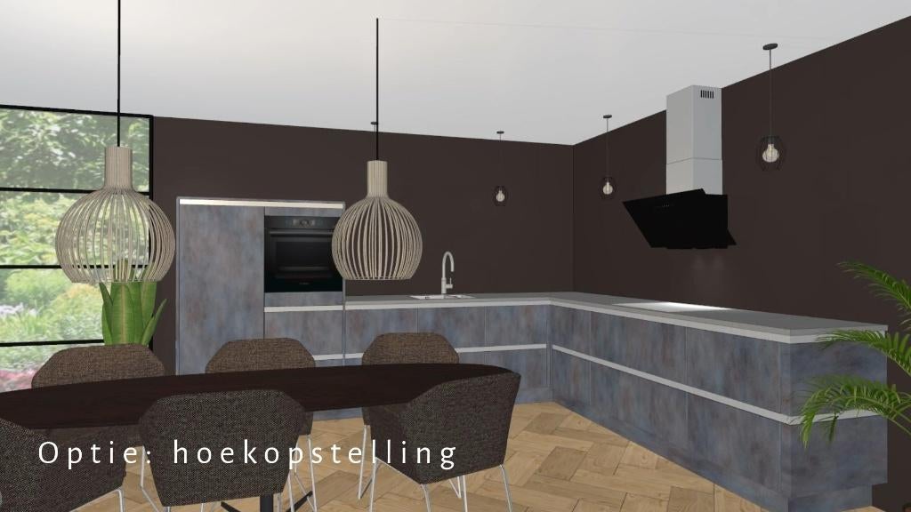 Complete showroomkeuken - opstelling zelf te kiezen, Ophalen, Hoekkeuken, Nieuw, Grijs