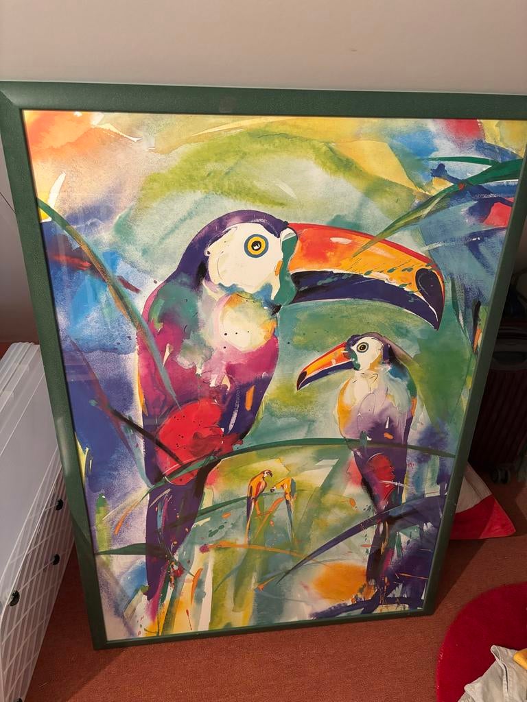 Schilderij papegaaien, Ophalen