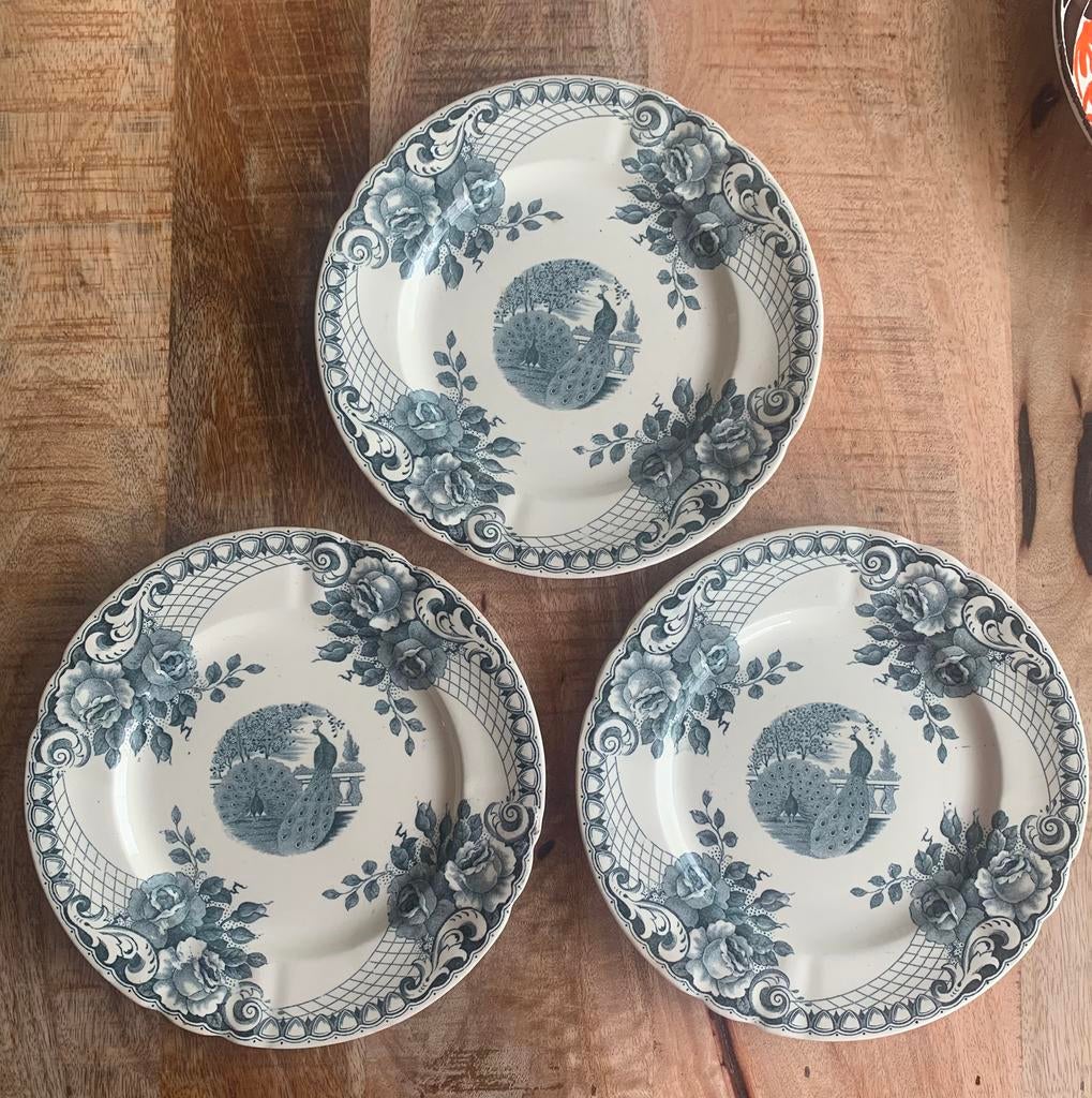 Peacock  bordjes petrol  SCM €15 nu €12,50, Antiek en Kunst, Ophalen of Verzenden