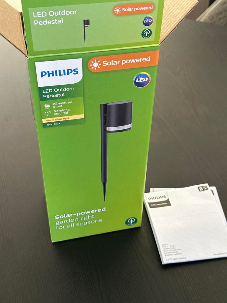 Philips LED Buitenlamp op voet - Solar powered, Tuin en Terras, Buitenverlichting, Zonne-energie, Kunststof, Overige typen, Nieuw