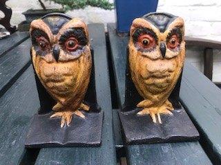 stel gietijzeren boekensteunen, WIJZE UILEN, Ophalen of Verzenden