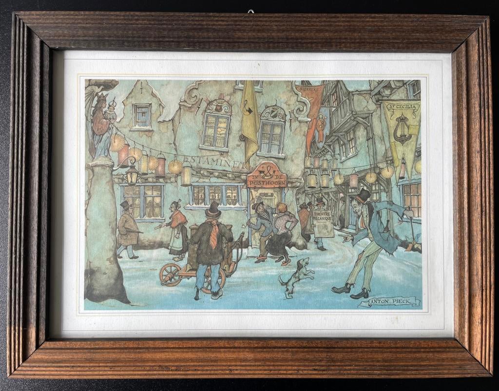 Anton Pieck prent ingelijst, Antiek en Kunst, Kunst | Tekeningen en Foto's, Ophalen