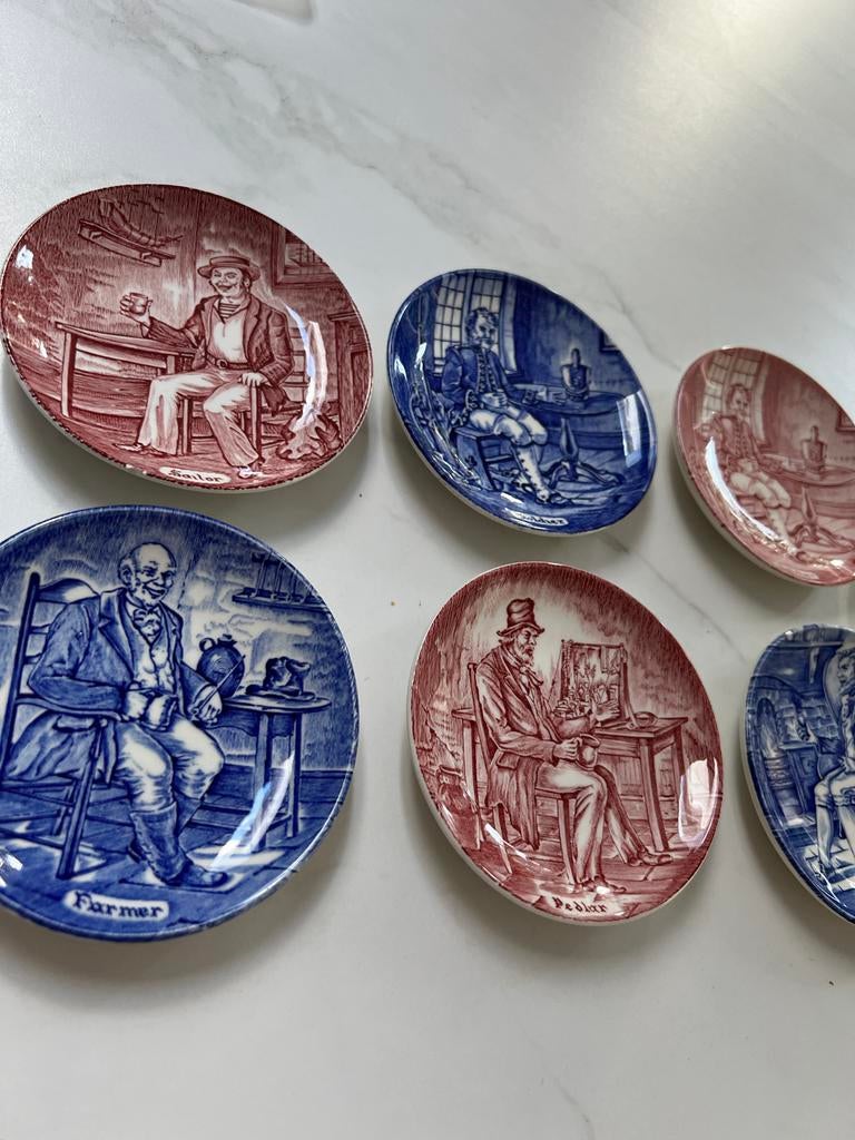 Set van 7 Vintage Enoch Wedgwood Tunstall Beroepen Bordjes, Ophalen