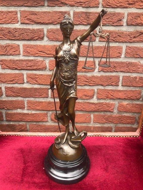 fraai groot bronzen beeld, VROUWE JUSTITIA, 45 cm hoog, Ophalen of Verzenden, Brons