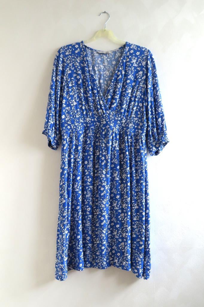 Jurk Blauw Bloem Miljuschka Wehkamp mt 46 (4587), Kleding | Dames, Maat 46/48 (XL) of groter, Ophalen of Verzenden, Zo goed als nieuw