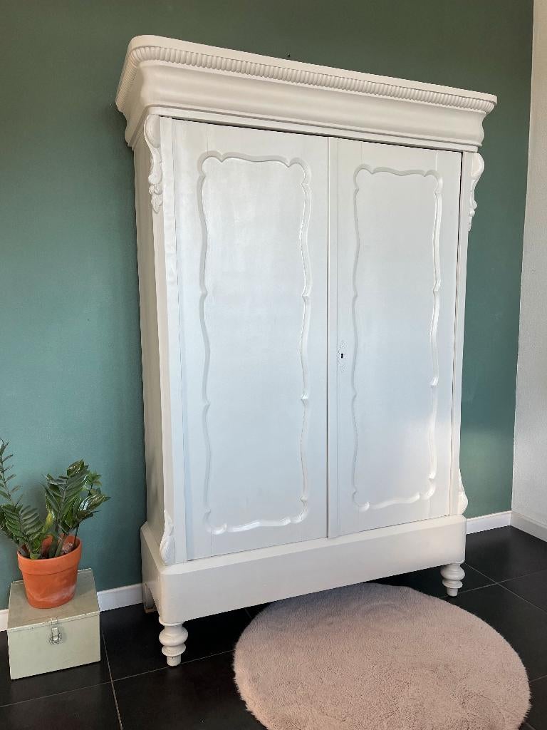 Brocante biedermeier meidenkast kleding linnen leg kind baby, Eikenhout, 100 tot 150 cm, Zo goed als nieuw, Brocante biedermeier meidenkast kleding linnen leg kind baby