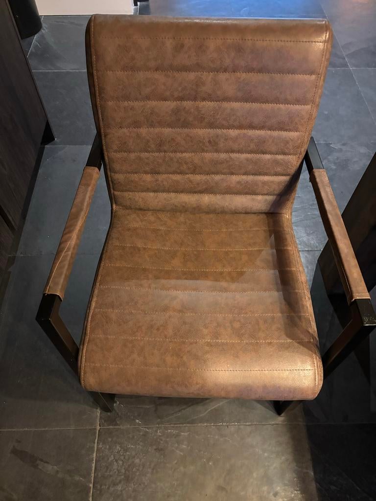 Eetkamerstoelen 6 stuks, Huis en Inrichting, Ophalen, Gebruikt, Bruin, Metaal