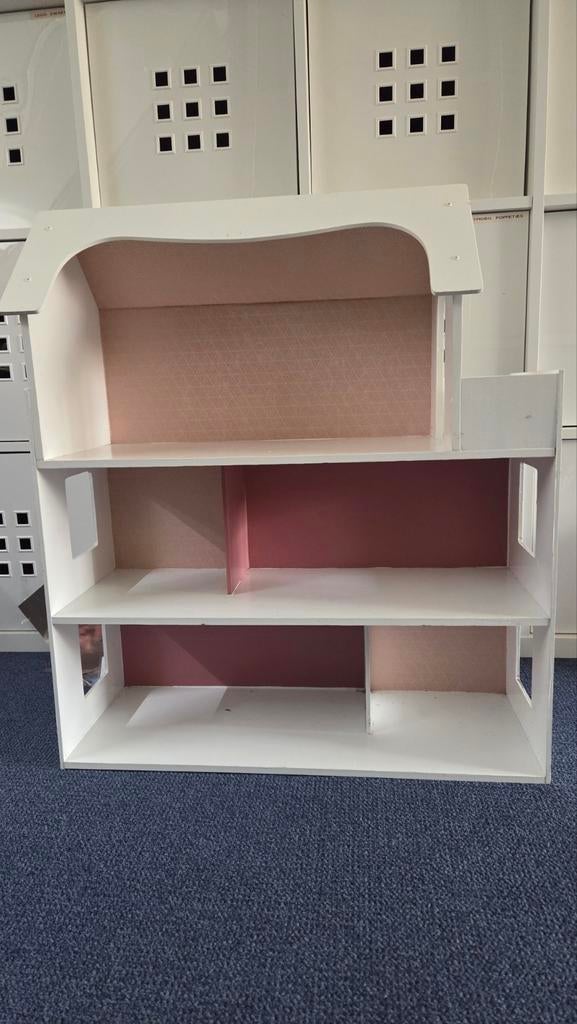 Houten Poppenhuis met Roze Interieur, Kinderen en Baby's, Speelgoed | Poppenhuizen, Ophalen, Poppenhuis