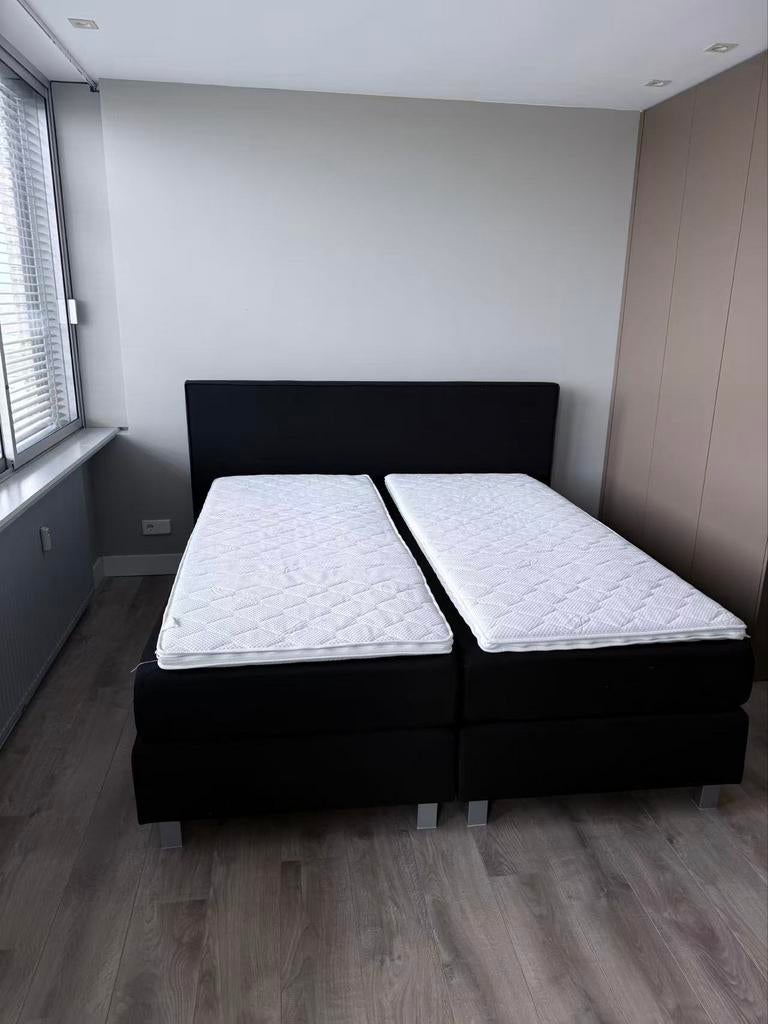 Double bed 1.60m×2m with mattress, Ophalen, Gebruikt, Zwart, Tweepersoons