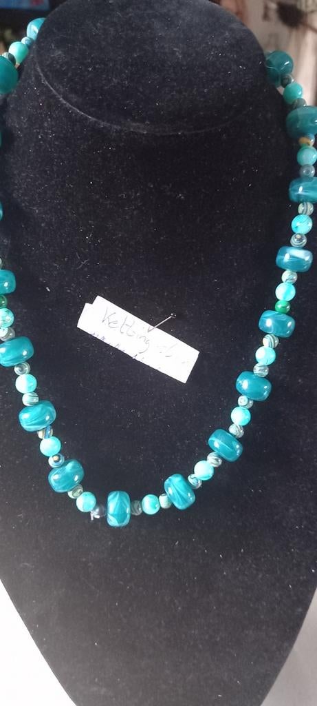 Ketting met glaskralen en rondellen, Ophalen of Verzenden, Overige materialen