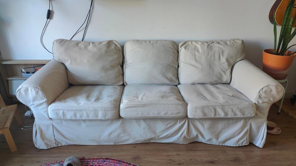 Ikea Ektorp 3-zitsbank wit - moet weg!, Huis en Inrichting, Ophalen, Gebruikt, Driepersoons, 75 tot 100 cm