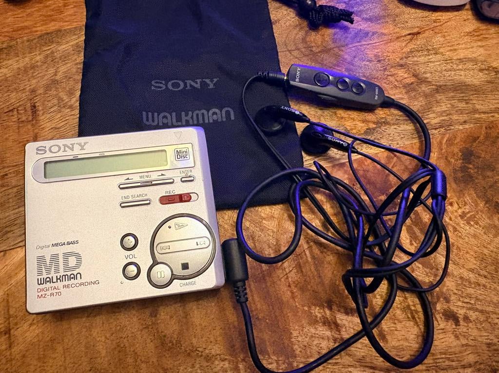 Sony Walkman MZ-R70 MiniDisc Speler/Recorder + 4x MiniDiscs, Ophalen of Verzenden, Minidisc-recorder