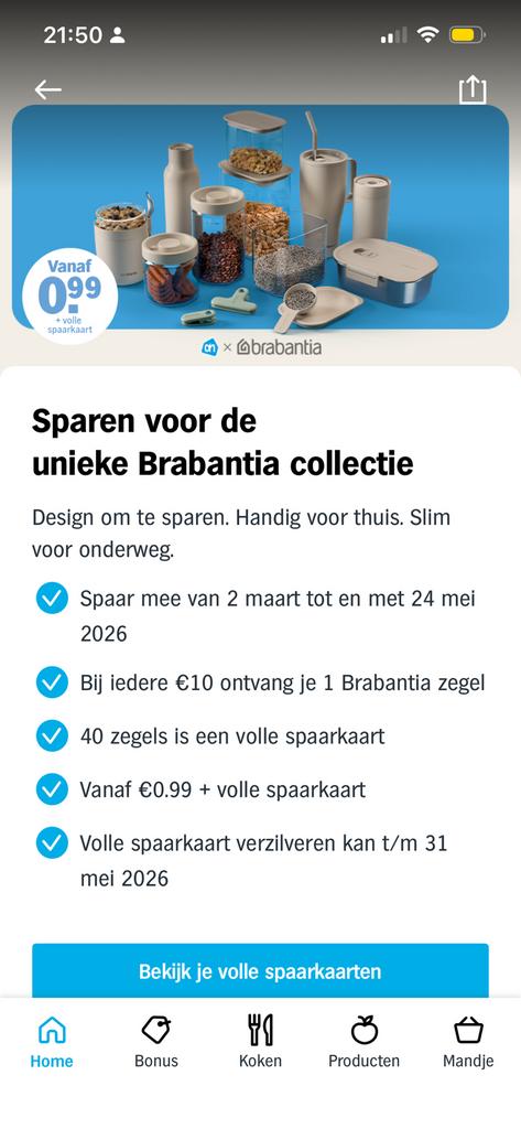 Gezocht: brabantia spaarzegels, Verzamelen, Supermarktacties, Ophalen of Verzenden