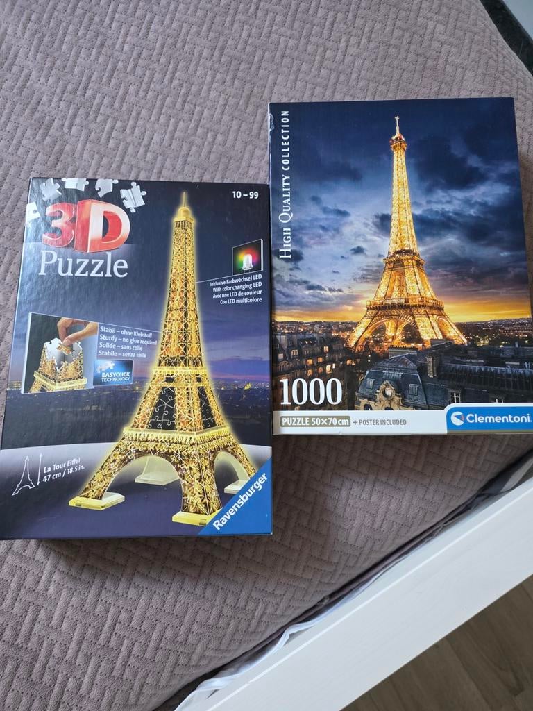 Eiffeltoren puzzels: 3D en 1000 stukjes, Ophalen of Verzenden