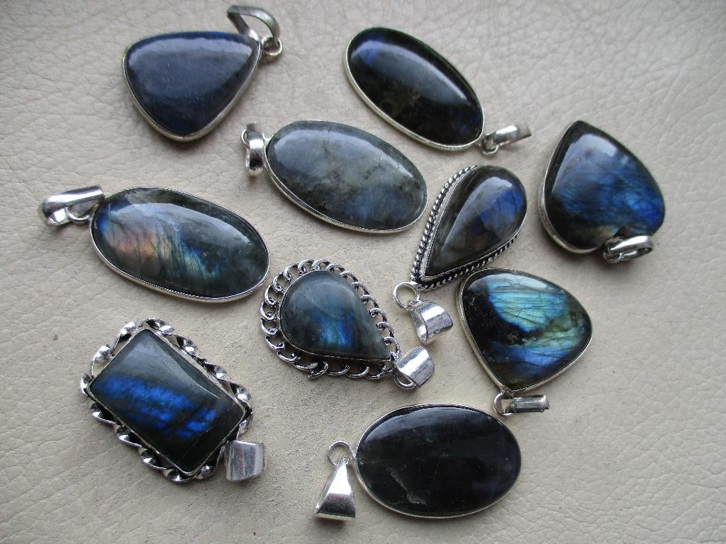 partij mix madagascar labradoriet natuursteen hangers mix 9, Overige kleuren, Nieuw, Ophalen of Verzenden, Met edelsteen