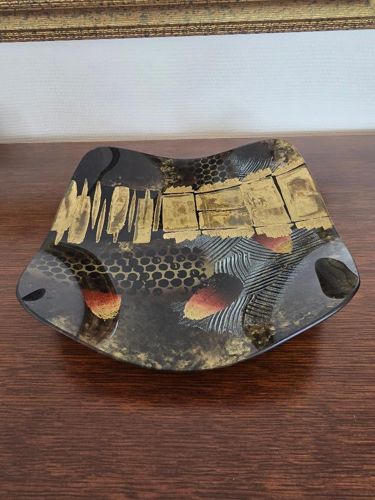 Glazen moderne gekleurde schaal, Ophalen, Schaal, Vierkant, Glas