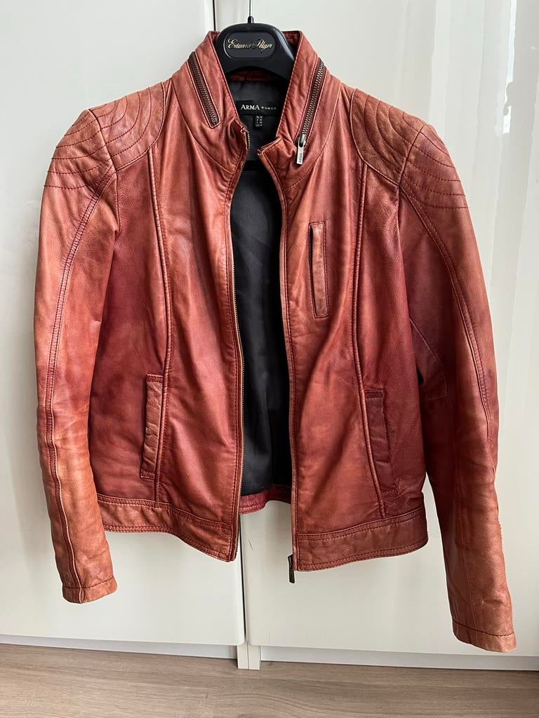 Arma Leren Jas - rood, Ophalen of Verzenden, Gedragen, Maat 38/40 (M), Rood