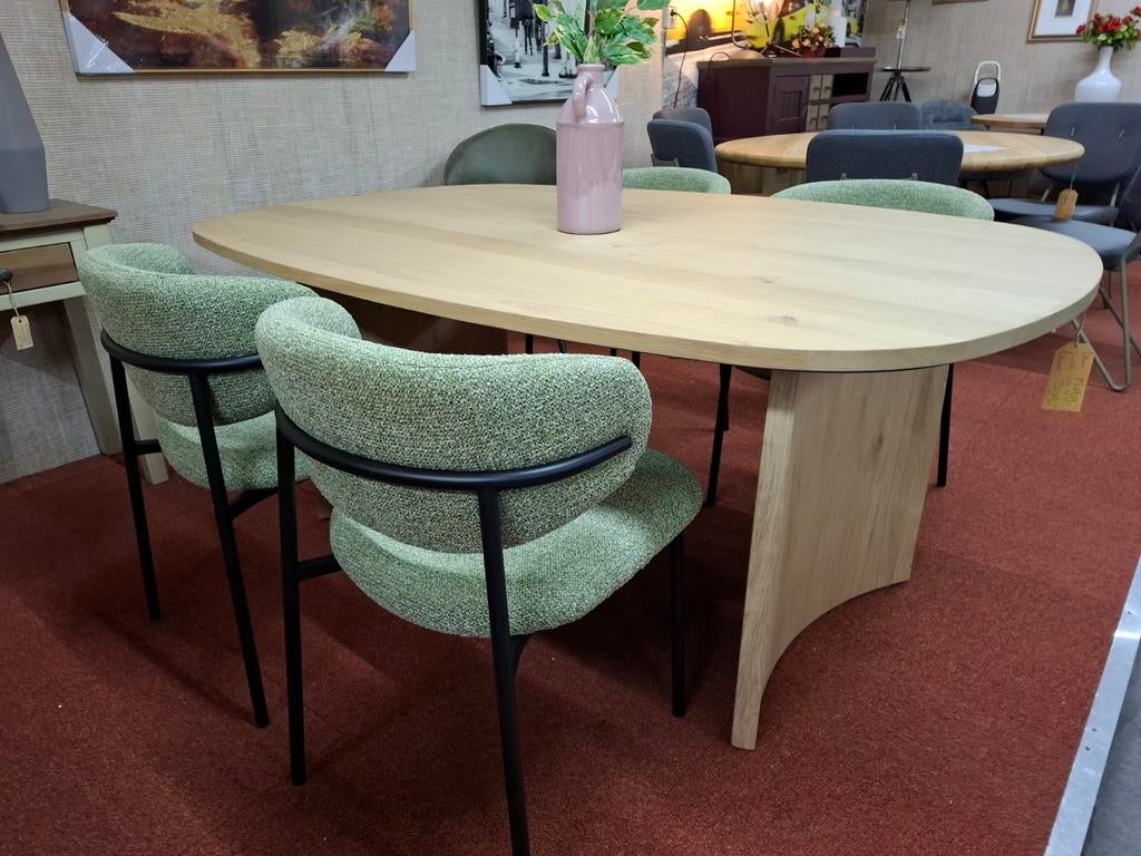 Nieuwe tafel 180x120 cm. ovaal, eiken sand oak Castello, H&H, Ophalen, 100 tot 150 cm, Eikenhout, Nieuw