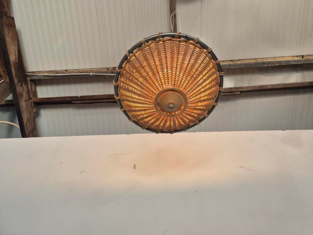 Rotan plafond lamp plafonniere vintage, Gebruikt, Onbekend, Ophalen of Verzenden, Onbekend