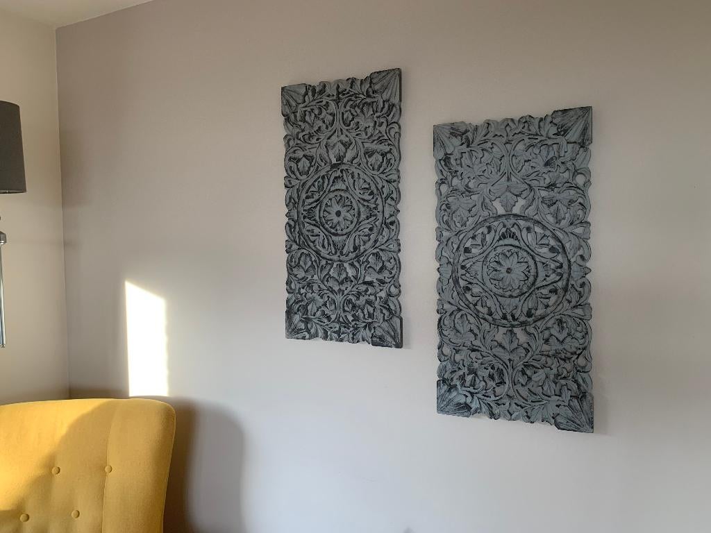 PTMD Livvy White houten wandpanelen (set van 2), Ophalen, Hout, Decoratieobject, Zo goed als nieuw