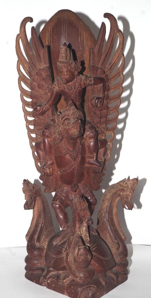 Vishnu op Garuda, Antiek en Kunst, Ophalen, Handgemaakt, 20 - 50 cm, Beeld