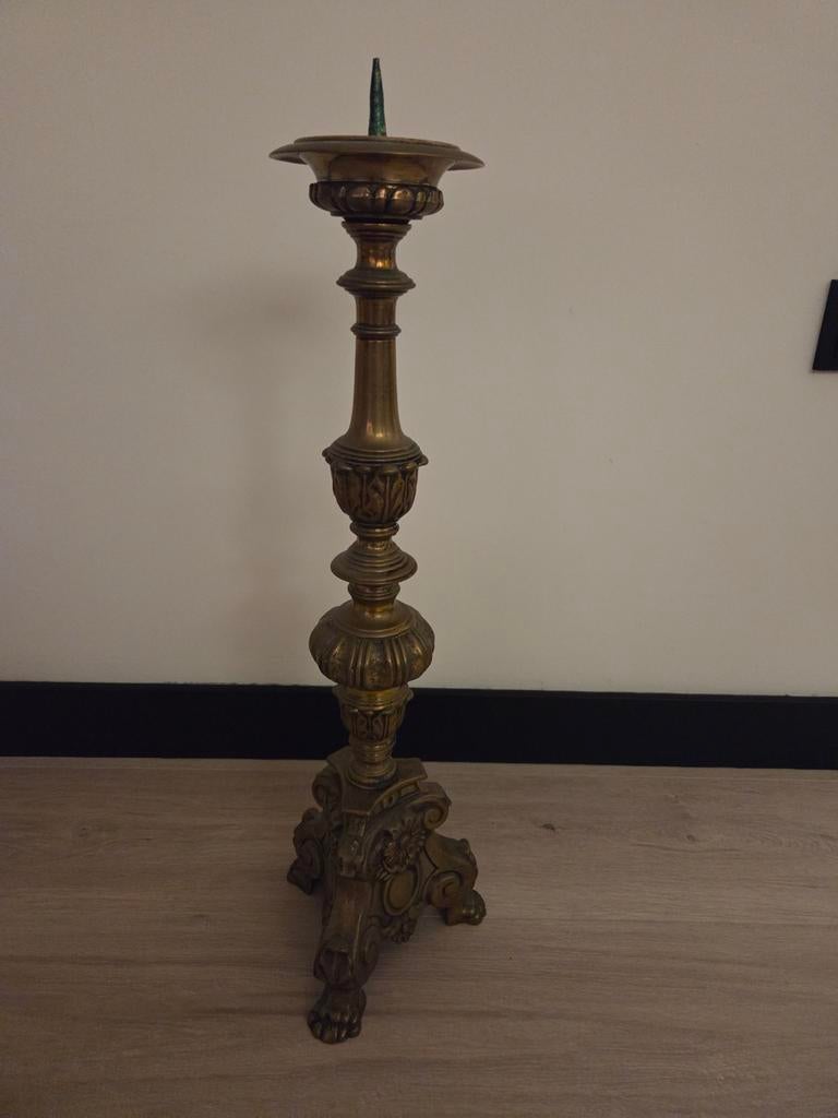 Mooie gietijzeren kandelaar 48cm hoog, Ophalen