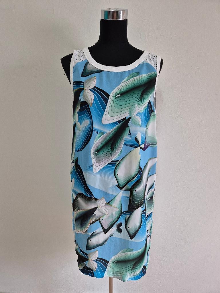 J141 - Fleurige Marc Cain jurk maat 4=L (1), Ophalen of Verzenden, Zo goed als nieuw, Maat 38/40 (M)