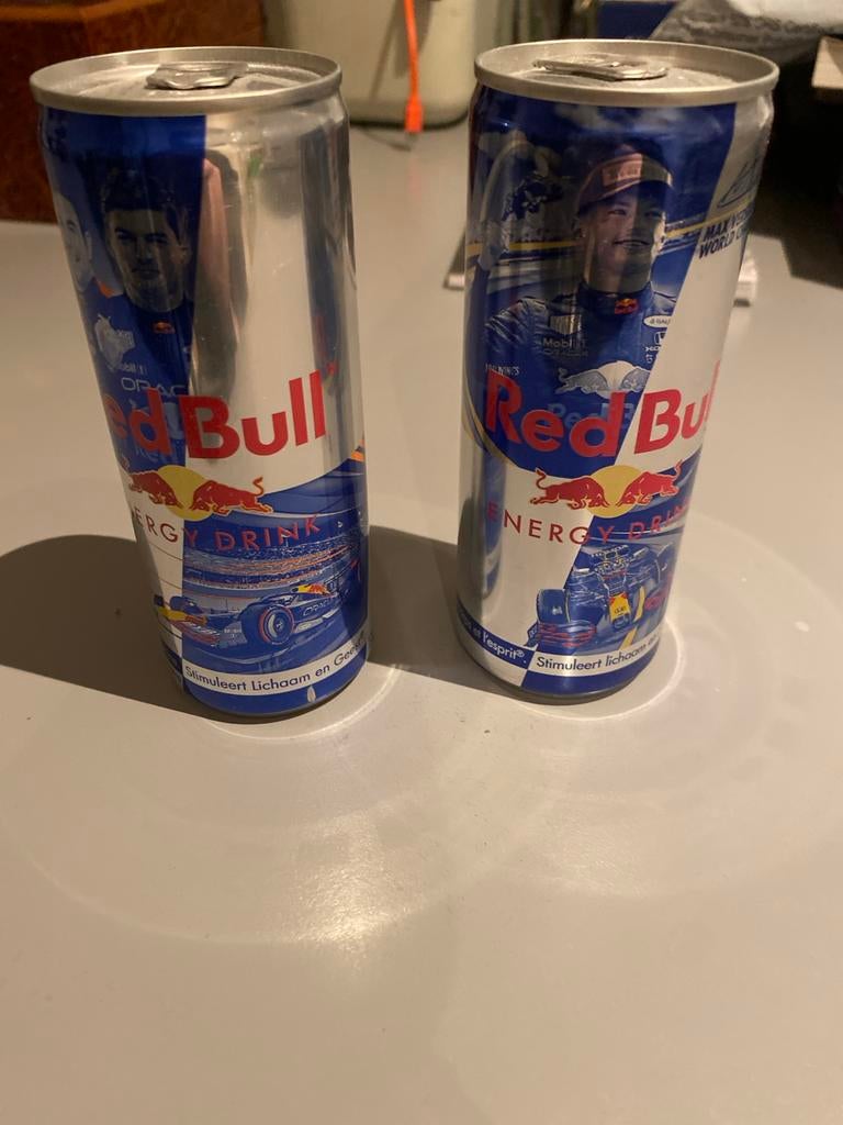 Red Bull Blikjes - Max Verstappen Editie, Ophalen of Verzenden, Gebruikt, Frisdrankglas